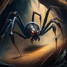 InfiniQuests monster depiction (Giant Black Widow Spider)