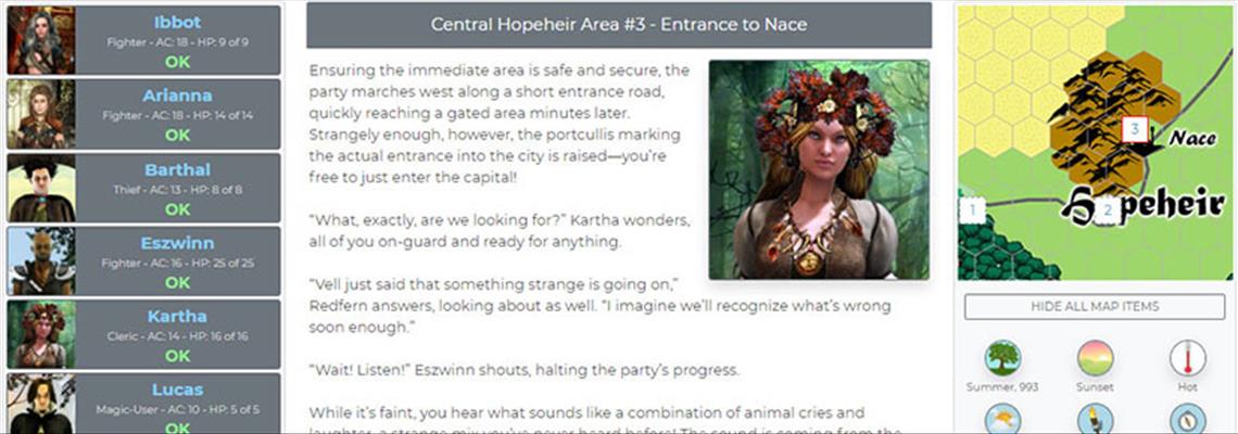Partial screenshot from the BrowserQuests online role-playing game system
