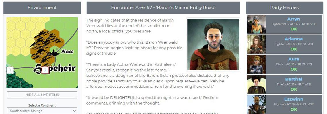 Partial screenshot from the BrowserQuests online role-playing game system