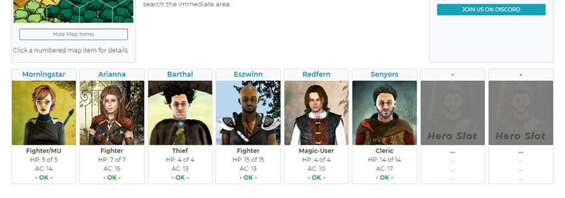 Partial screenshot from the BrowserQuests online role-playing game system