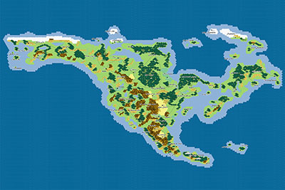 Map of Mairiga, primary continent of the world of Sisalus