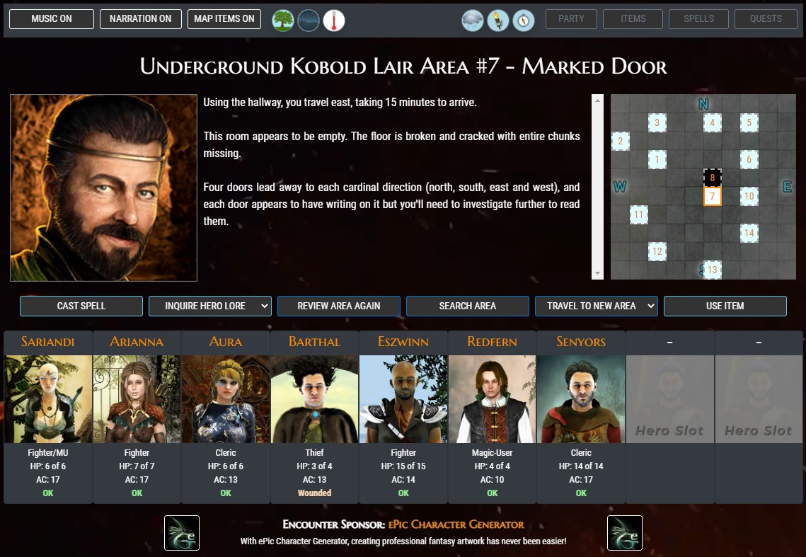 Screenshot of the BrowserQuests player interface